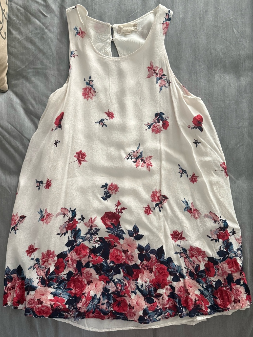 Altar'd State White Floral Sleeveless Swing Trapeze Dress